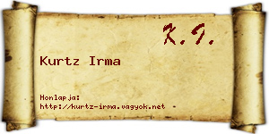 Kurtz Irma névjegykártya